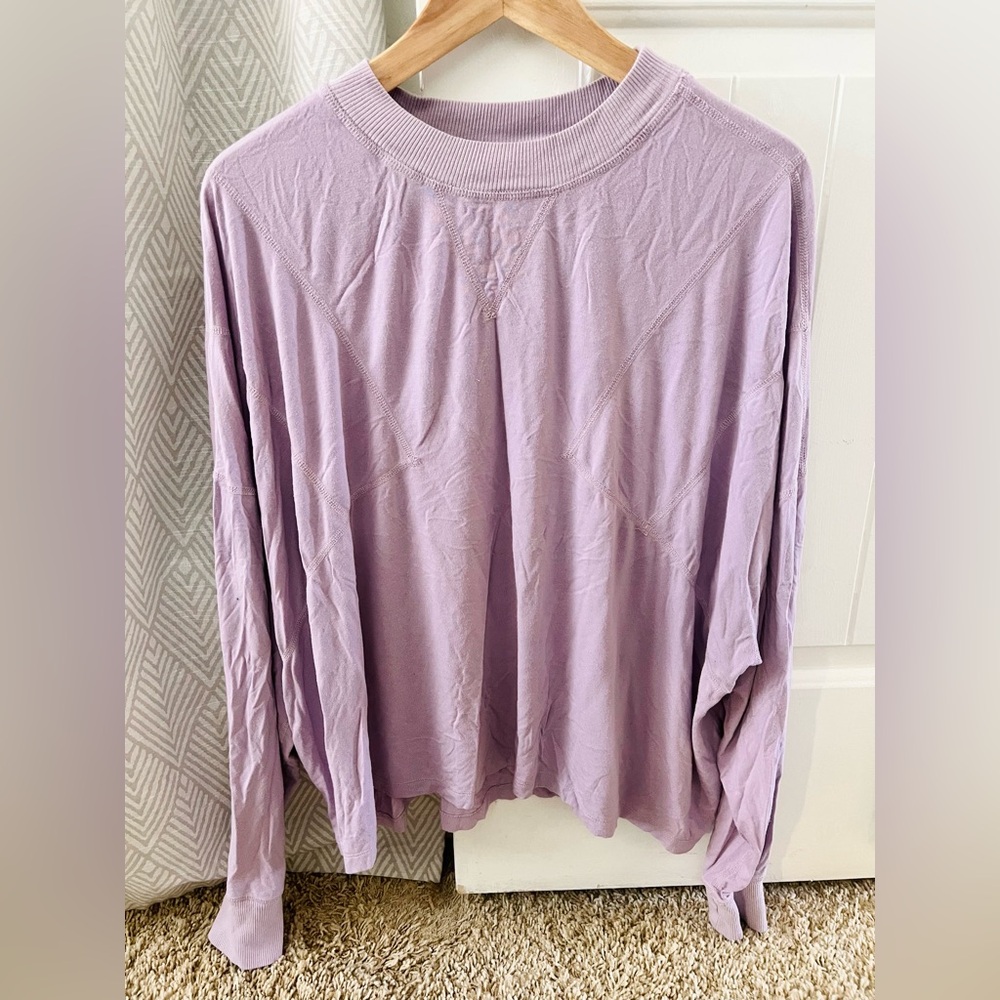 Free People Movement Lavender Oversized Crop Shirt Athleisure Boho Small